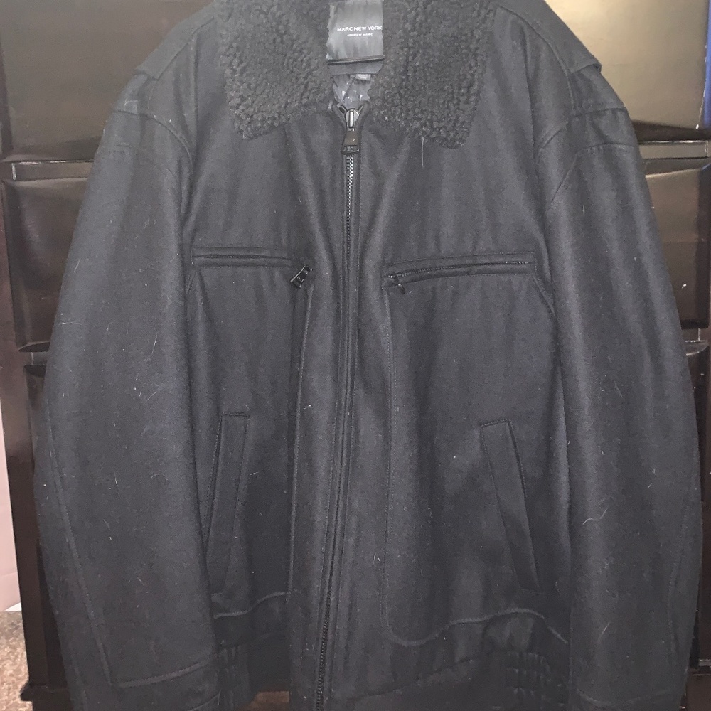 Black Coat Insulated with Fur Hood